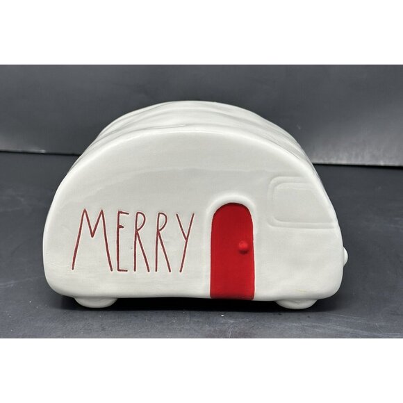RAE DUNN MERRY CAMPER TRAILER White Red LL Long Letter Table Decor Christmas - Picture 2 of 9
